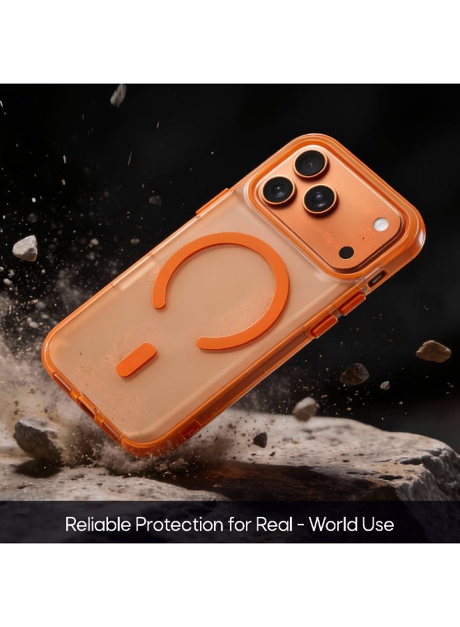 Aztech حافظة أصلية لجهاز iPhone 17 Pro Max حافظة مغناطيسية شفافة من الألياف لجهاز iPhone 17 Pro Max | غطاء واقي شفاف نحيف مع قفل مغناطيسي قوي، مقاوم للصدمات TPU، ظهر مقاوم للخدوش، حماية للكاميرا – برتقالي - Image 2